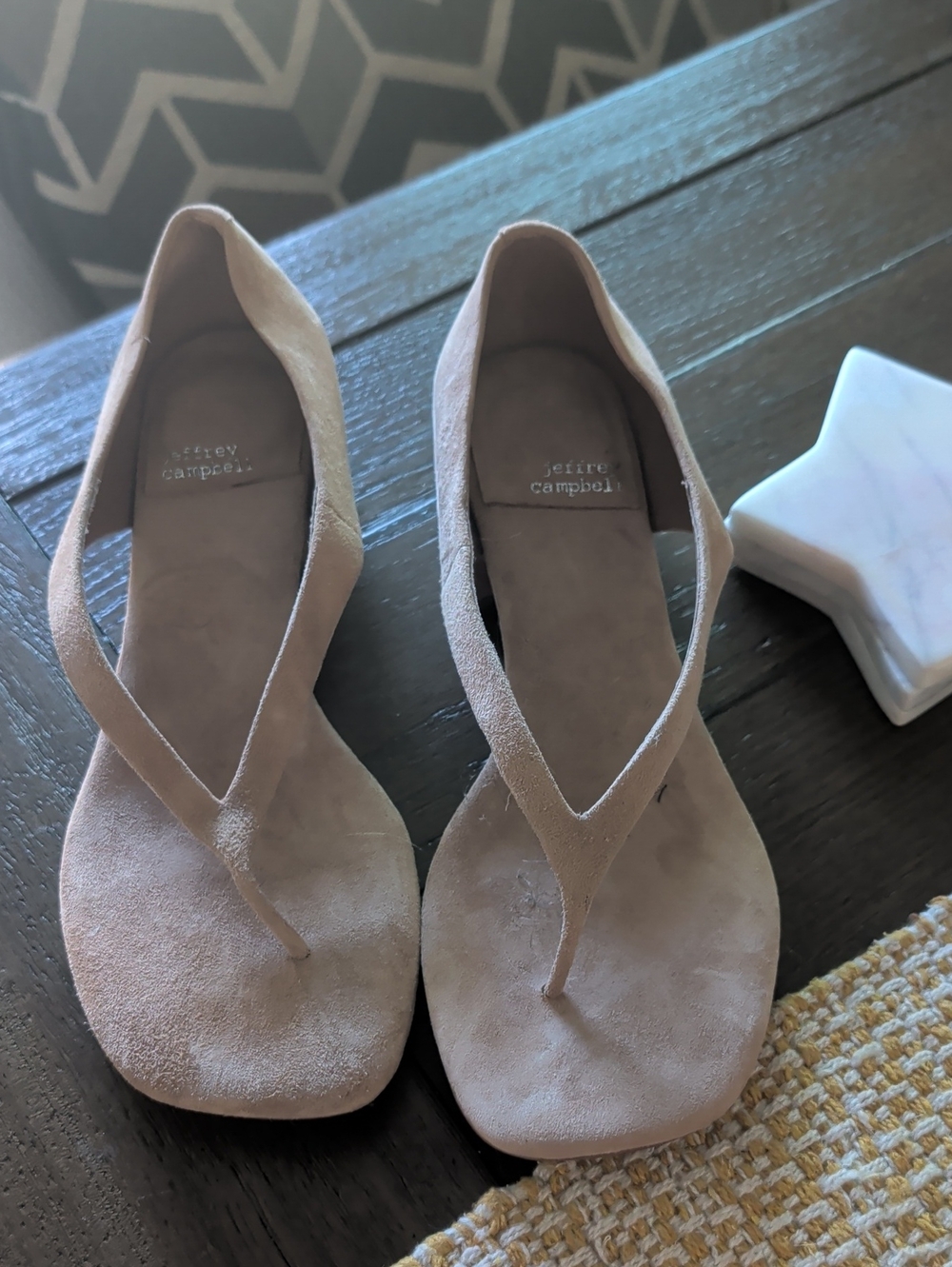 Jeffrey Campbell Women’s Beige Suede Thong Sandals